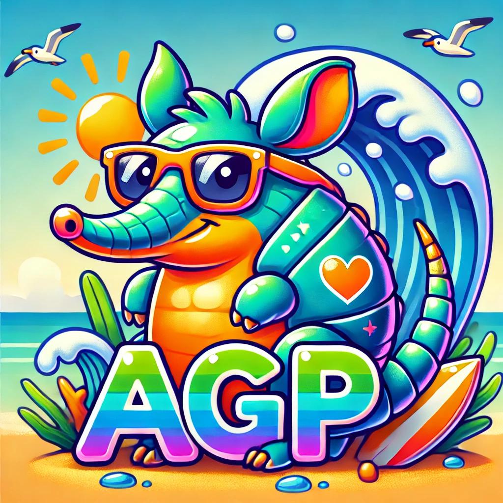 The colourful AGP armadillo symbol