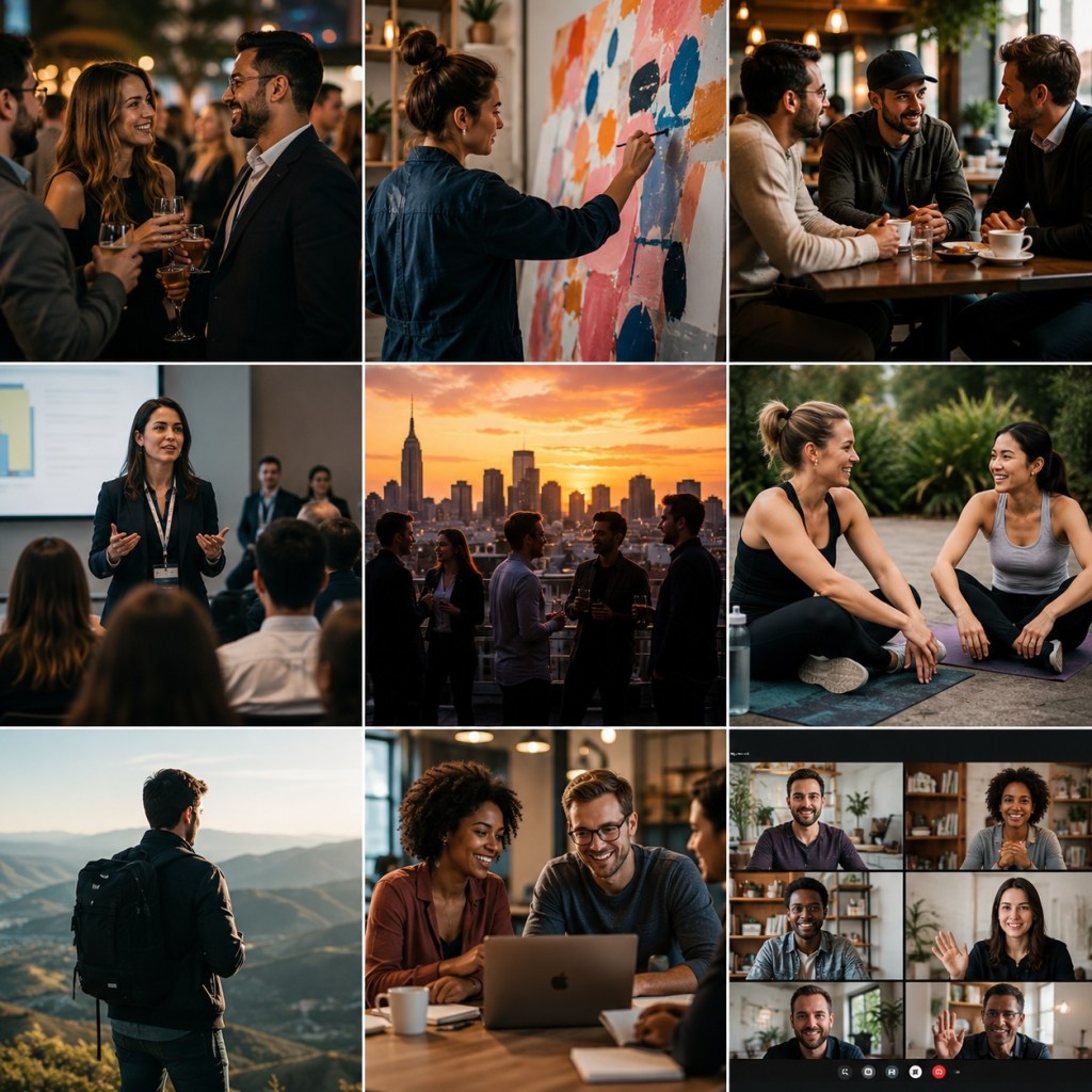 Members of a diverse community connecting together